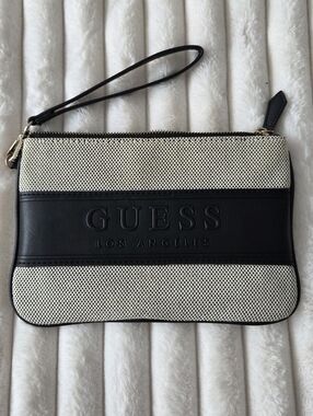 GUESS Los Angeles Black and White Wristlet Clutch